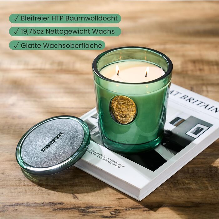 Ароматна свічка M&SENSE Лісова хатина, ароматичні свічки у склянці, натуральна соєва свічка, час горіння 55 годин, подарункові свічки для жінок та чоловіків, подарункова свічка (евкаліптовий кедр, 560 г)