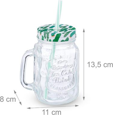 Склянки для напоїв з кришкою та трубочкою 500 мл Relaxdays