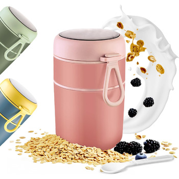 Стаканчик для пластівців 810 мл із складаною ложкою, рожевий ETOPER