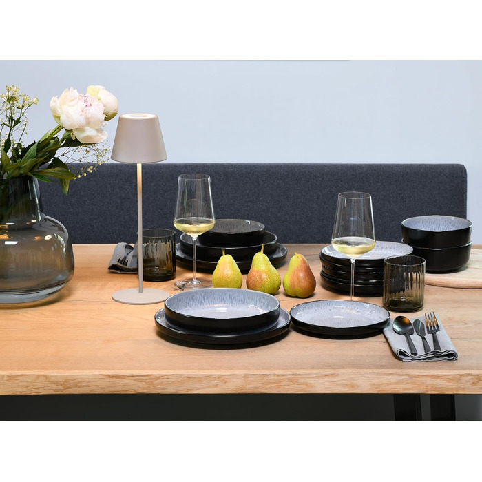 Серія Nordic Fjord набір посуду з 18 предметів, набір тарілок з кераміки (набір тарілок 18 шт. , іній), 21551