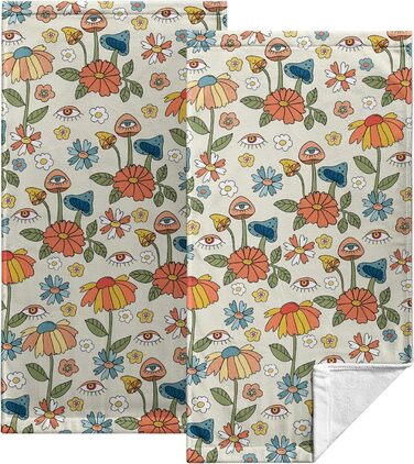 Різдвяні кухонні рушники Kwlegh, рушник для рук, різдвяна ялинка, цукерка-тростина, сніжинка, рушник для пальців, набір з 2 шт. , милий чоловічий банний рушник, високопоглинаючі рушники, 36 x (квіти грибів)