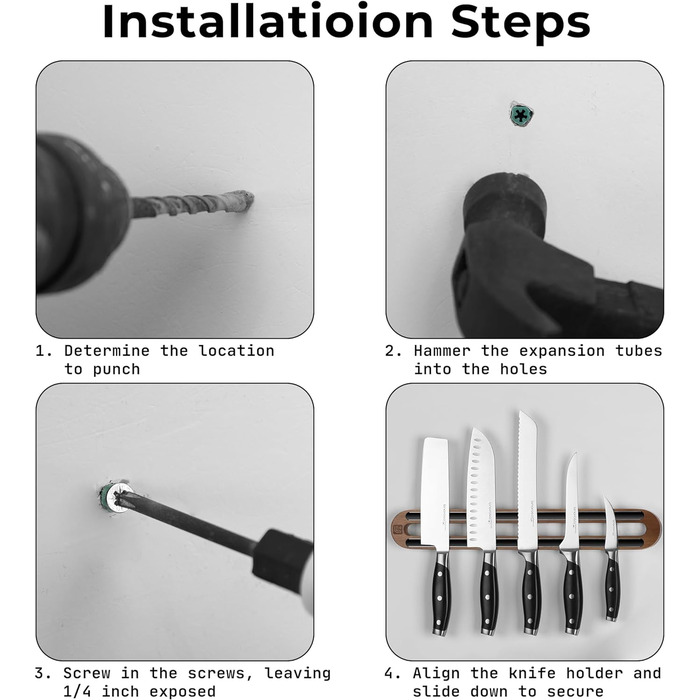 Дюймовый магнитный держатель для ножей для стены из дерева акации Магнитный стержень для ножей в качестве держателя для ножей Держатель для кухонной утвари и органайзер для дома, 16-
