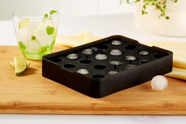 Силіконова льодогенератор Lurch ICE FORMER преміум-класу з кришкою на 20 кубиків льоду розміром 3 см, чорний, кубик 3 см (кулька 3 см)