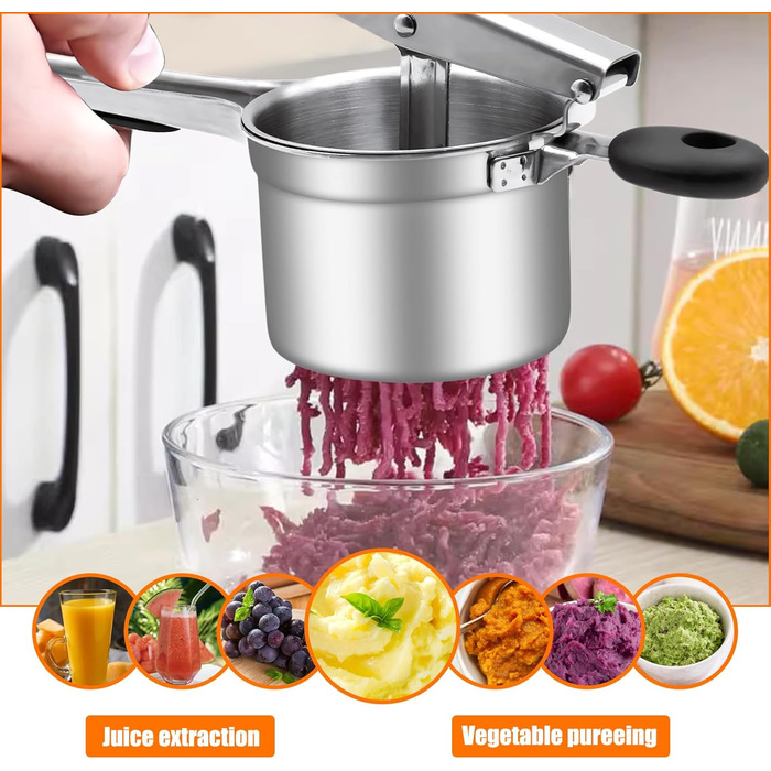 Прес для картоплі з 3 змінними ріжучими пластинами, сріблястий BSDLZCH