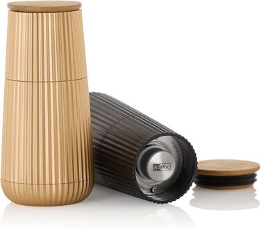 В рельефном дизайне, черно-белый, с керамической шлифовальной машиной CeraCut (черный, золотой), 150 Set Pepper and Salt Mill Scape