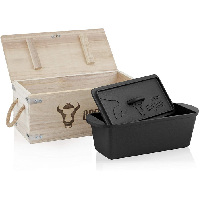 Барбекю-Toro Голландська піч для хліба Чавунна каструля для приготування їжі Чавунна каструля 3,0 літра я попередньо заправив - вже заправлений Запіканка з кришкою Горщик для запікання (з дерев'яним ящиком)