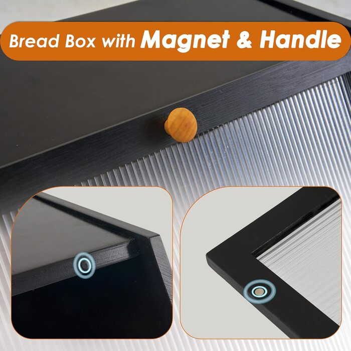 Хлібниця з обробною дошкою чорний YOUDENOVA