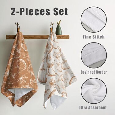 Різдвяні кухонні рушники Kwlegh, рушник для рук, різдвяна ялинка, цукерка-тростина, сніжинка, рушник для пальців, набір з 2 шт. , милий чоловічий банний рушник, високопоглинаючі рушники, 36 x (осінь-гарбуз-клен-ab)