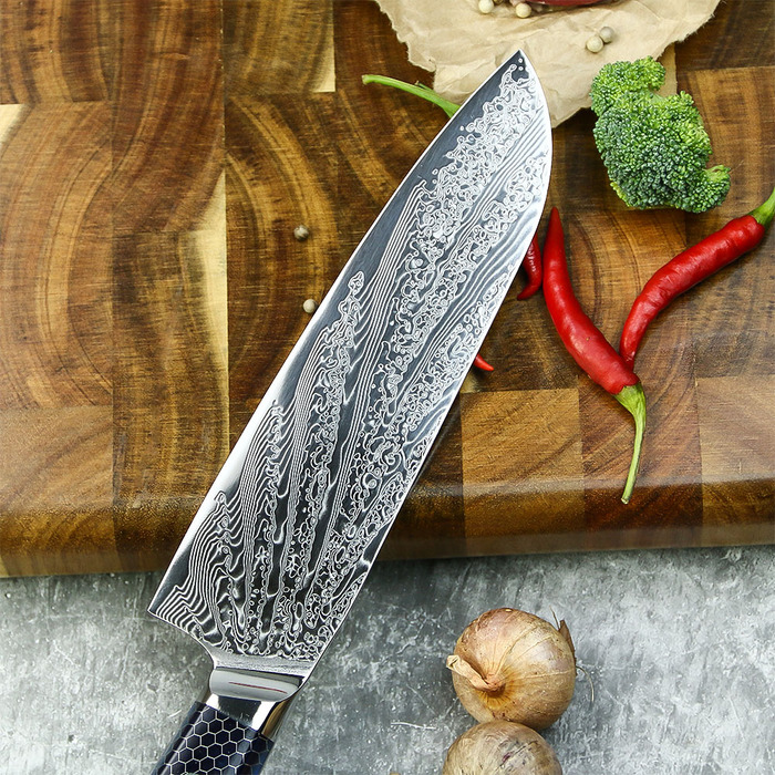 Профессиональный нож Santoku из дамасской стали GRILLI 777142 Код: 012315