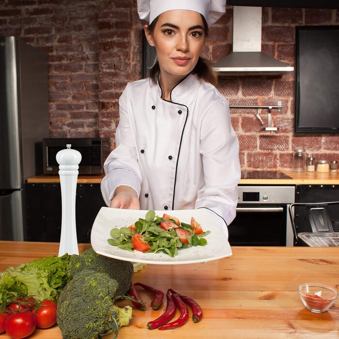 Дерев'яний млин для перцю і солі 40 см, білий Relaxdays