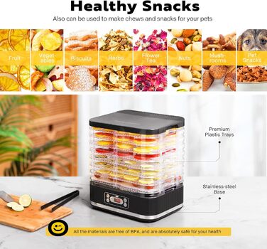 Дегідратор на 8 полиць 400 Вт, чорний VIVOHOME