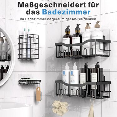 Набір настінних полиць для ванної кімнати, 4 предмети, чорний Handwise