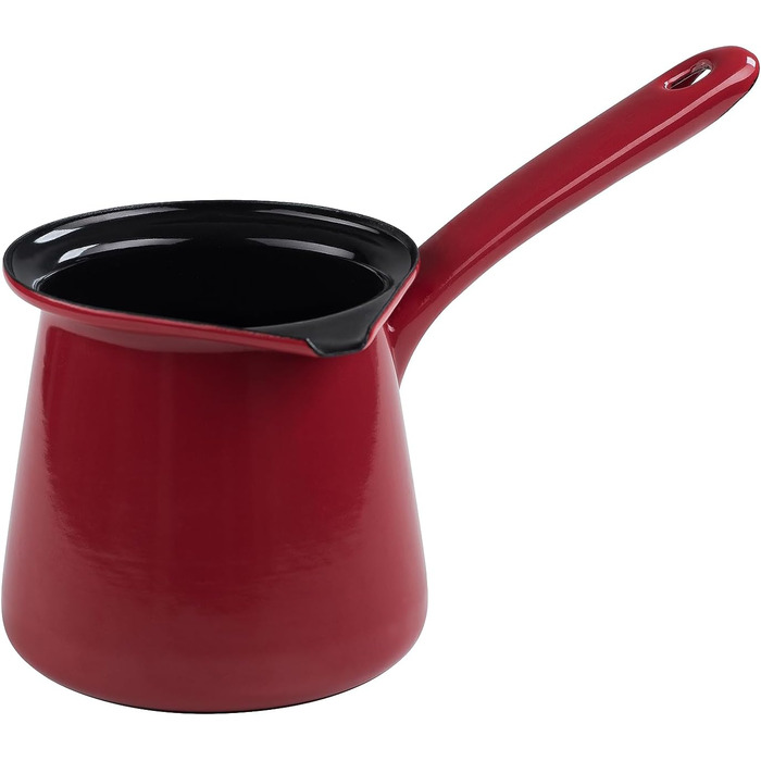 Кавоварка, CLASSIC - КОЛІР ЧЕРВОНИЙ, діаметр 11 см, Ємність 0.75 л, Висота 10.5 см, Емаль, червоний/чорний, Індукційний, 0445-020