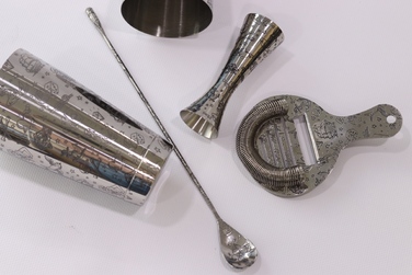 Набір бармена, 9 предметів, сатинована сталь, Tattoo, Urbanbar + ПОДАРУНОК келих TIKI