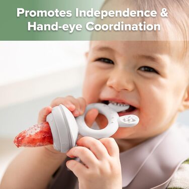 Годівниця для дитячого фруктового харчування Haakaa та міні-лоток для перекусів у морозильній камері, форми для морозива без бісфенолу А для безпечного самостійного годування немовлят, від 4 місяців (горохово-зелений) (сірий)