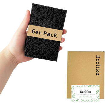 Набір губок для миття посуду 6 шт. чорний Ecoliko
