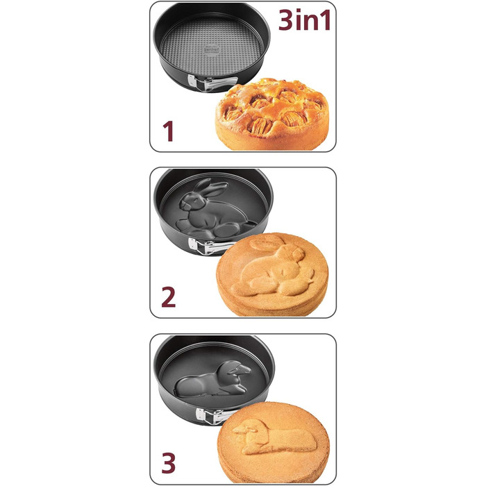 Роз'ємна форма Zenker Ø 26 см SPECIAL CREATIVE, форма для випічки з 2 мотивами, кругла форма для торта з антипригарним покриттям, креативна випічка (колір чорний), кількість