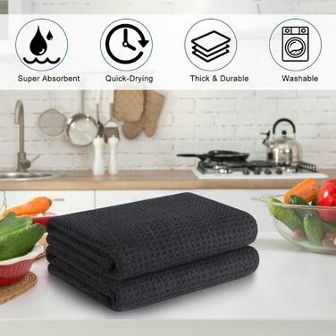 Кухонні рушники VIVOTE, рушник для гостей, подарунковий, 40x60 см, 2 шт., м&39які кухонні рушники, абсорбуючі рушники (чорні 40x70)