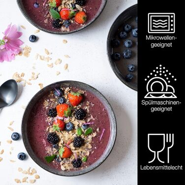 Из фарфора антрацита Buddha Bowl Bowl на 6 персон Как суповая тарелка, салатница и набор миска для хлопьев, 6 шт., Smoothie Bowl