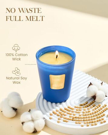 Ароматична свічка M&SENSE надзвичайно велика, час горіння 150 годин, натуральна ароматерапевтична свічка з 3 гнітами, сильний аромат, тривале горіння, подарункова свічка та прикраса для дому, подарунки для жінок (400 г, мирний пачулі)