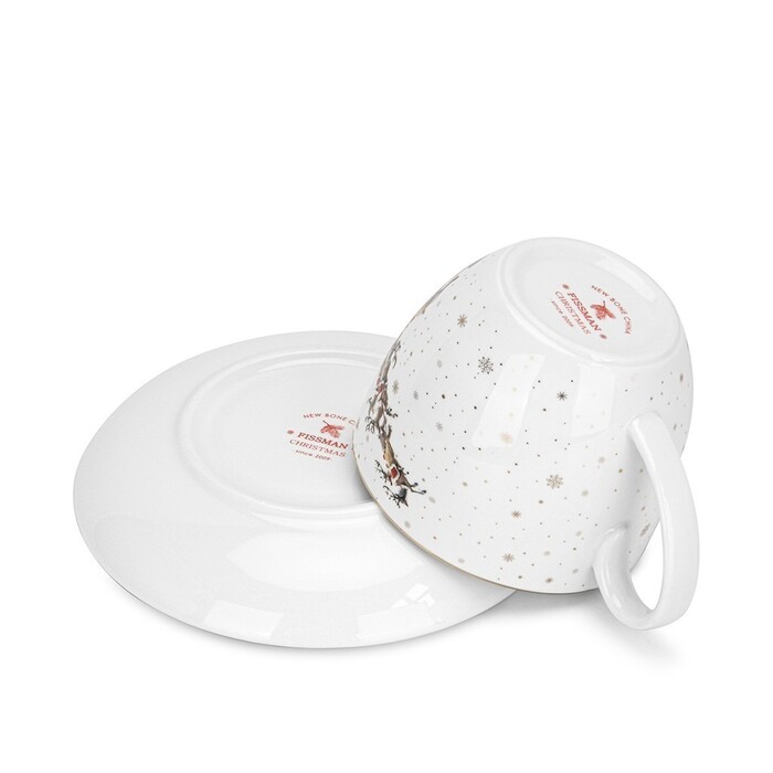 Кружка Fissman CHRISTMAS 400 мл с блюдцем фарфора (14022)