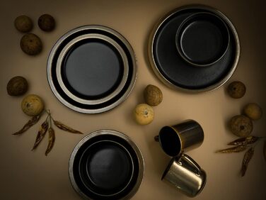 Набір посуду на 4 персони, 16 предметів, чорний/золотистий Modern Industrial Creatable