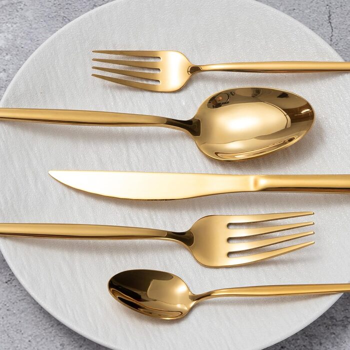 Набір столових приборів на 6 персон, набір 30 предметів, золотистий LAZAHOME