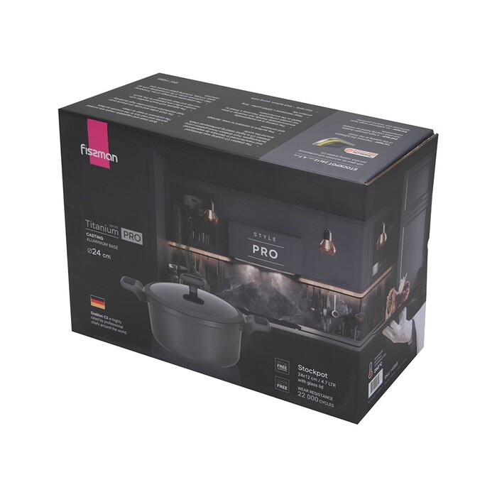 Каструля зі скляною кришкою 24 см 4,7 л TITANIUM PRO Fissman