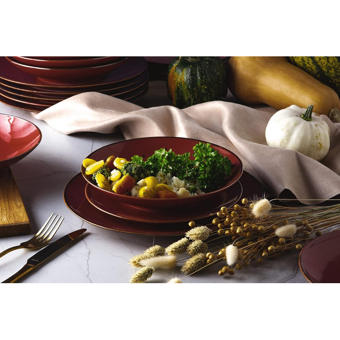 Набор посуды konsimo Combi на 6 персон Набор тарелок ALUMINA Modern 18 предметов Столовый сервиз - Сервиз и наборы посуды - Комбинированный сервиз на 6 персон - Сервиз для семьи - Посуда красочная Столовая посуда (Коттедж Марсала)