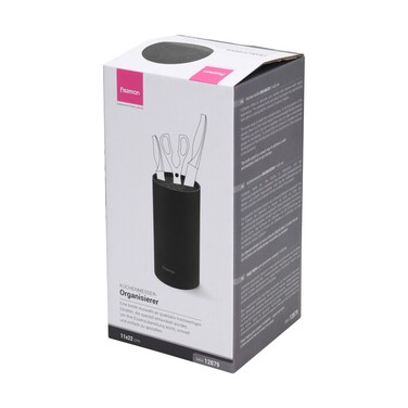 Підставка Fissman для кухонних ножів та ножиць 11x22 см кругла, колір ЧОРНИЙ пластик (12879)