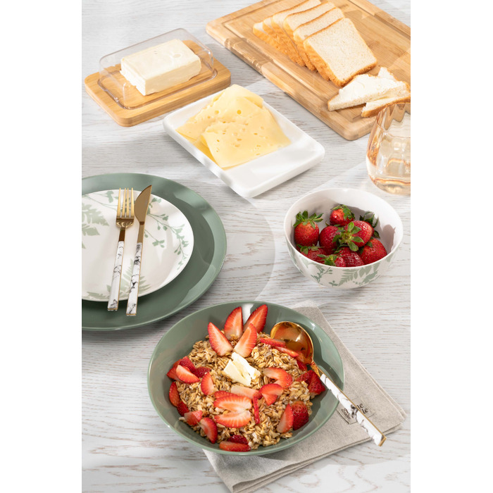 ARDESTO Тарілка обідня Capri, 26.8см, порцеляна, біло-зелений