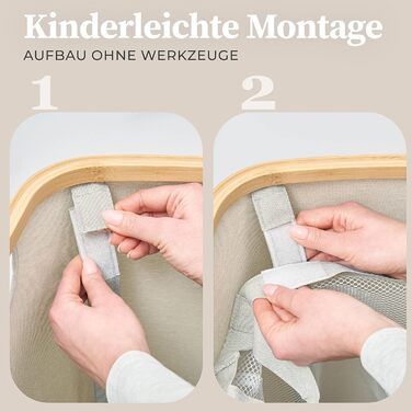 Ящик для белья Hennez 150 л - Корзина для белья 3 отделения - Крышка - Сортировщик белья с мешком для белья - Корзины для белья - бежевый бамбук - Контейнер для белья - Система сортировки белья - Сборник для белья 4) 150л Бежевый