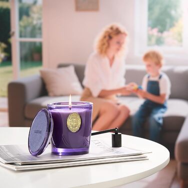 Ароматна свічка M&SENSE Лісова хатина, ароматичні свічки у склянці, натуральна соєва свічка, час горіння 55 годин, подарункові свічки для жінок та чоловіків, подарункова свічка (лаванда та цитрус, 260 г)