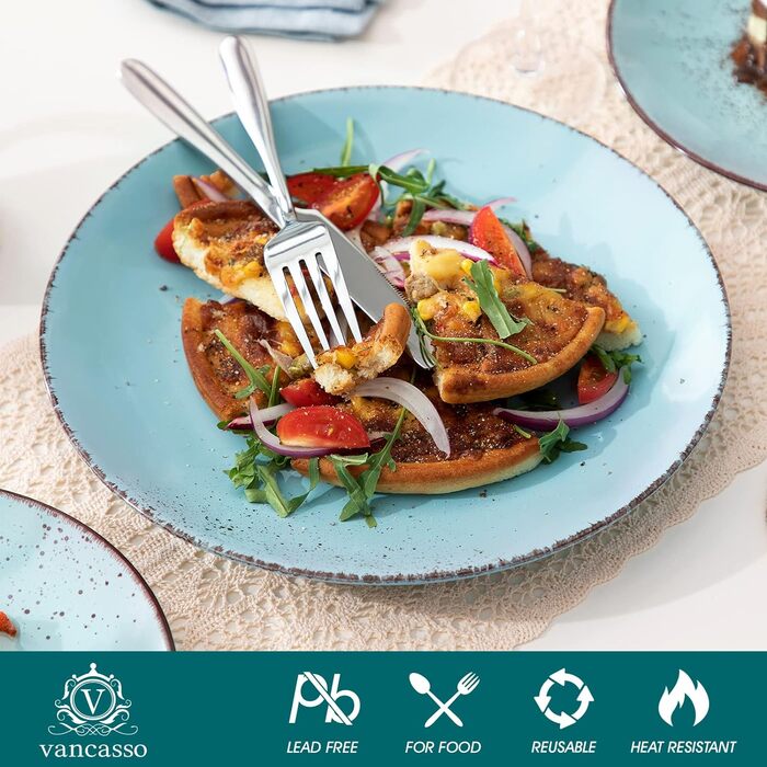 Набір посуду Vancasso на 12 осіб, набір керамічного посуду Navia, комбінований набір з 48 предметів з обідніми тарілками, салатницями, мисками та чашками, вінтажний вигляд, натуральний дизайн