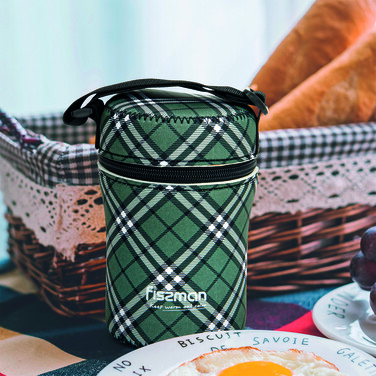 Термос для їжі Fissman 750 мл в картатому чохлі нержавіюча сталь (9858)