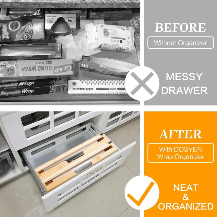 Диспенсер для рулонов фольги 38 см двойной, бамбук DOSYEN