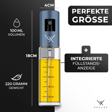 Масляний розпилювач VALUXE Premium Gold ОРИГІНАЛ - Надзвичайно точний флакон для розпилення олії з нержавіючої сталі та скла - Багатофункціональний розпилювач для олії - Стильні та круті кухонні гаджети (Royal Blue)