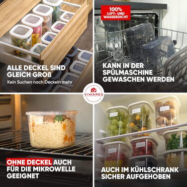 Банки для хранения с герметичными крышками Набор из 24 контейнеров для хранения БЕЗ БИСФЕНОЛА А Для мюсли, хранения муки и сахара Практичный кухонный ящик для хранения всех продуктов (белый / набор из 6 шт. 0,550 мл)