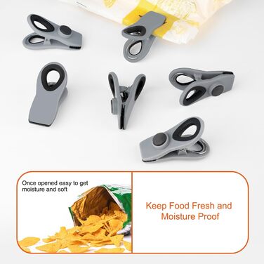 Набір прищіпок-затискачів із магнітом, сірого кольору 12 шт TACGEA