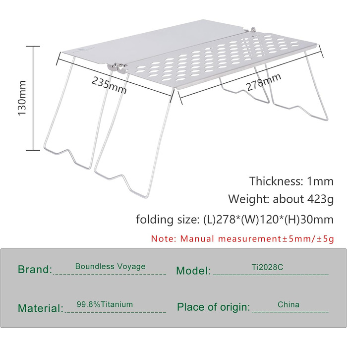Складаний гриль для багаття з тарілкою для смаження Ti2028C Boundless Voyage