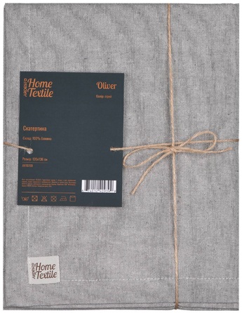 Скатертина Ardesto Oliver, 120х136см, 100% бавовна, сірий