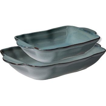 Серія Вера Каструлі з реактивною глазур'ю в наборі з 2 шт. , стійка до подряпин і порізів, прямокутна, блакитна, керамічна, 931846