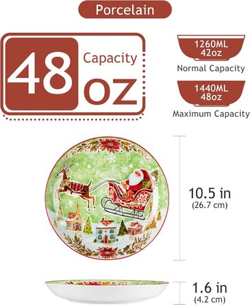 Серія 30-предметний порцеляновий різдвяний набір посуду на 6 осіб, різдвяний кавовий сервіз на 6 обідніх тарілок, 6 десертних тарілок, 6 супових тарілок, 6 кавових чашок та 6 блюдець (різдвяна тарілка для пасти на 4 предмети)