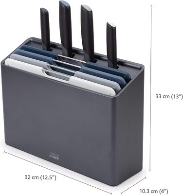 Набір обробних дощок та ножів, 8 предметів в корпусі, сірий Folio Plus Joseph Joseph