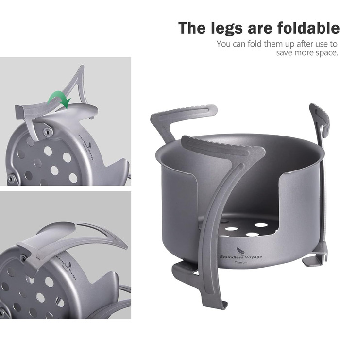 Безмежна подорож Кемпінг Титанова спиртова піч з підставкою для горщиків Походи на відкритому повітрі Туристичний рюкзак Міні-дров'яний пальник (обидва)