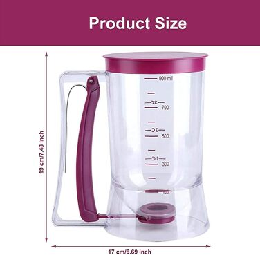 Диспенсер для тіста з кришкою та вагами 900 мл PIQIUQIU