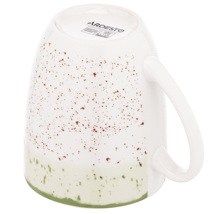 ARDESTO Siena Cup, 360мл, Фарфор, Бело-зеленый