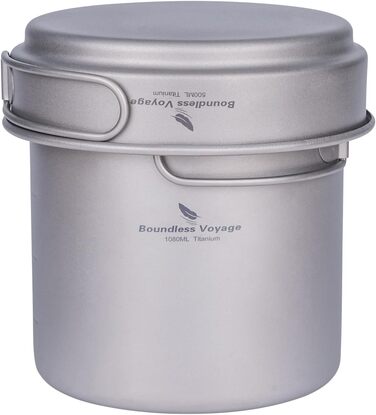 Набор посуды для кемпинга Boundless Voyage Набор титановых кастрюль со складной ручкой Уличная посуда Кастрюли Сковороды Сковорода Посуда для пикника (Ti1586B)
