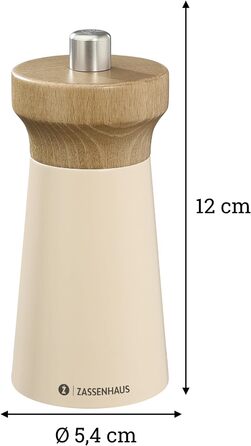 Соляний млин Zassenhaus WESTERLAND пісок лакована деревина бука Головка млина з деревини бука з плавним регулюванням високопродуктивної керамічної шліфувальної машини Млин для спецій для солі 12 см, Ø 5,4 см Соляний пісок, бук