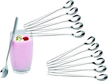 Набір з 12 довгих ложок для напоїв з нержавіючої сталі  19 см c|h|g